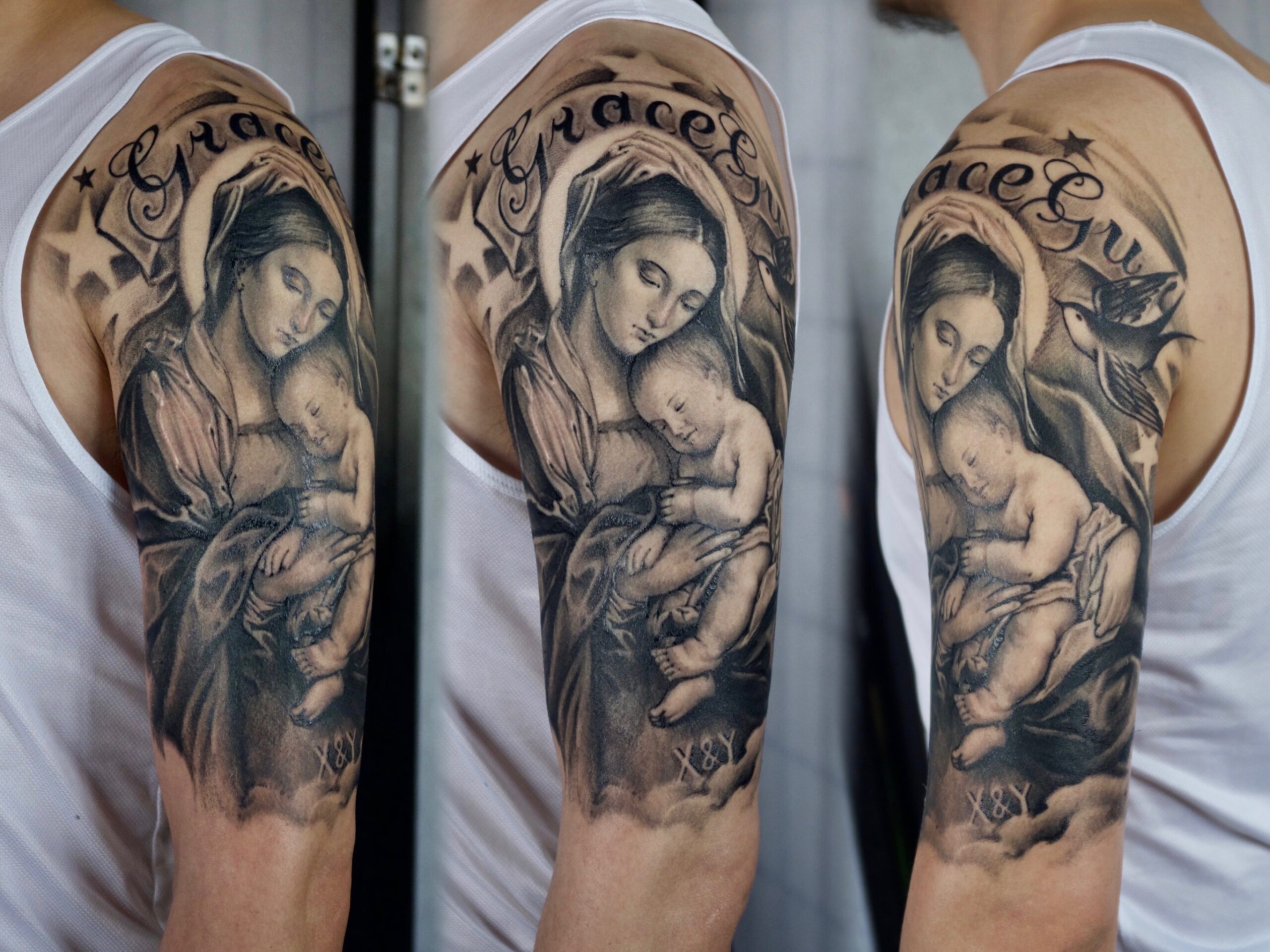 zhuo dan ting tattoo work 卓丹婷纹身作品 圣母玛丽亚纹身 1