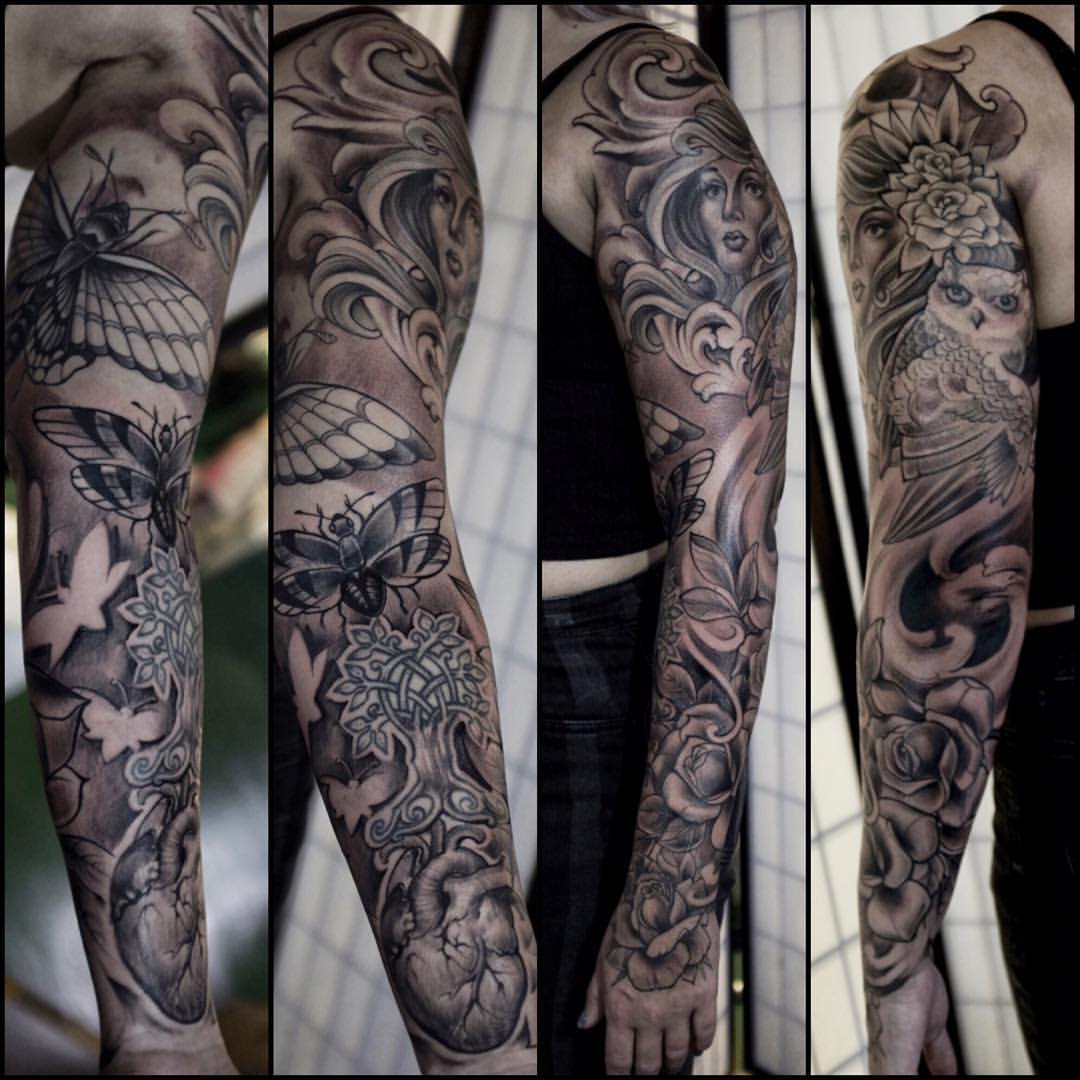 zhuo dan ting tattoo work 卓丹婷纹身作品 花臂设计纹身。 1